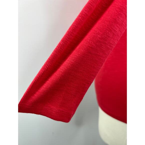 Anthropologie Deletta Red Lace Up Long Sleeve Cotton Knit Top Sweater M Medium - Picture 5 of 9
